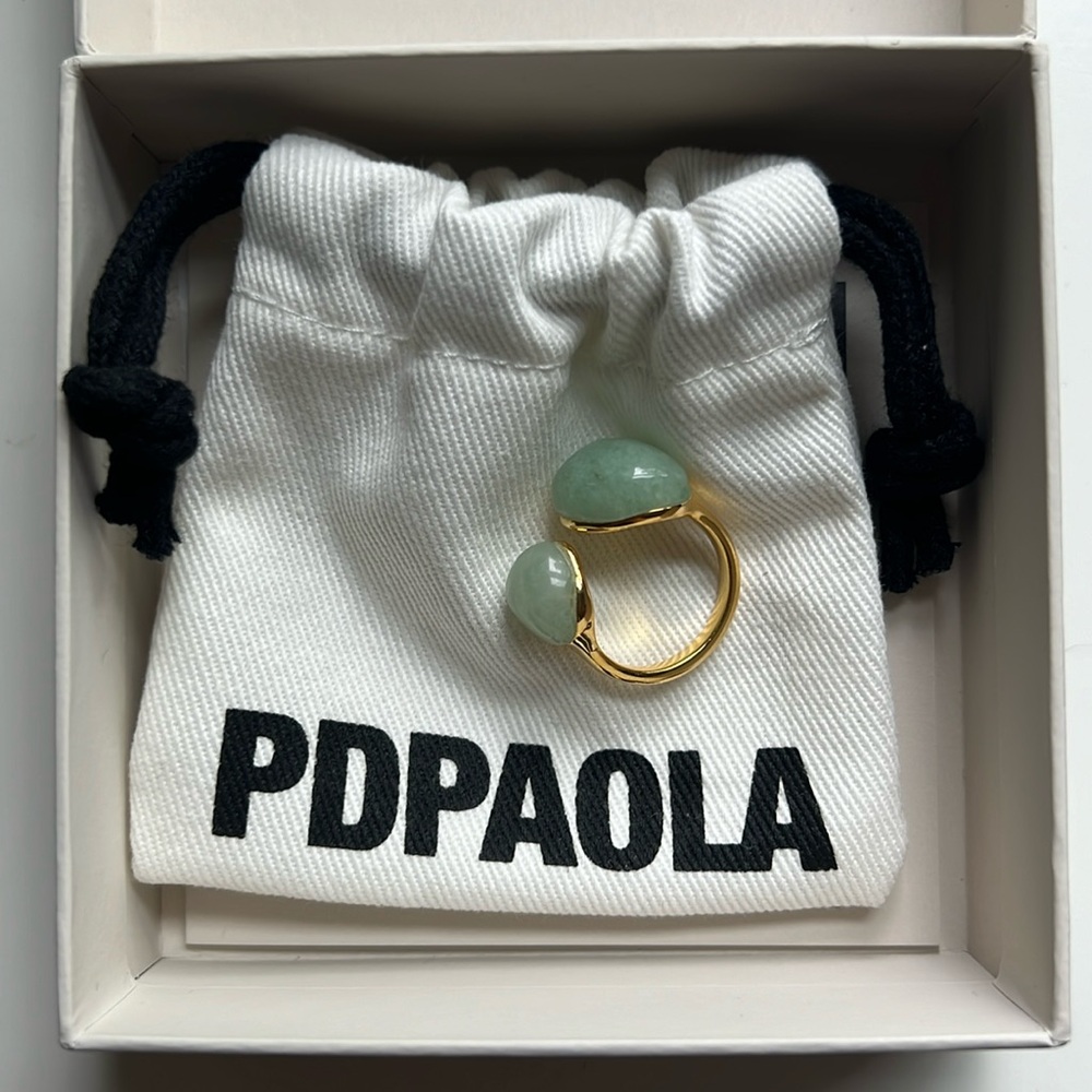 3 for $60 | PDPAOLA Gold Ring with Aventurine Stones